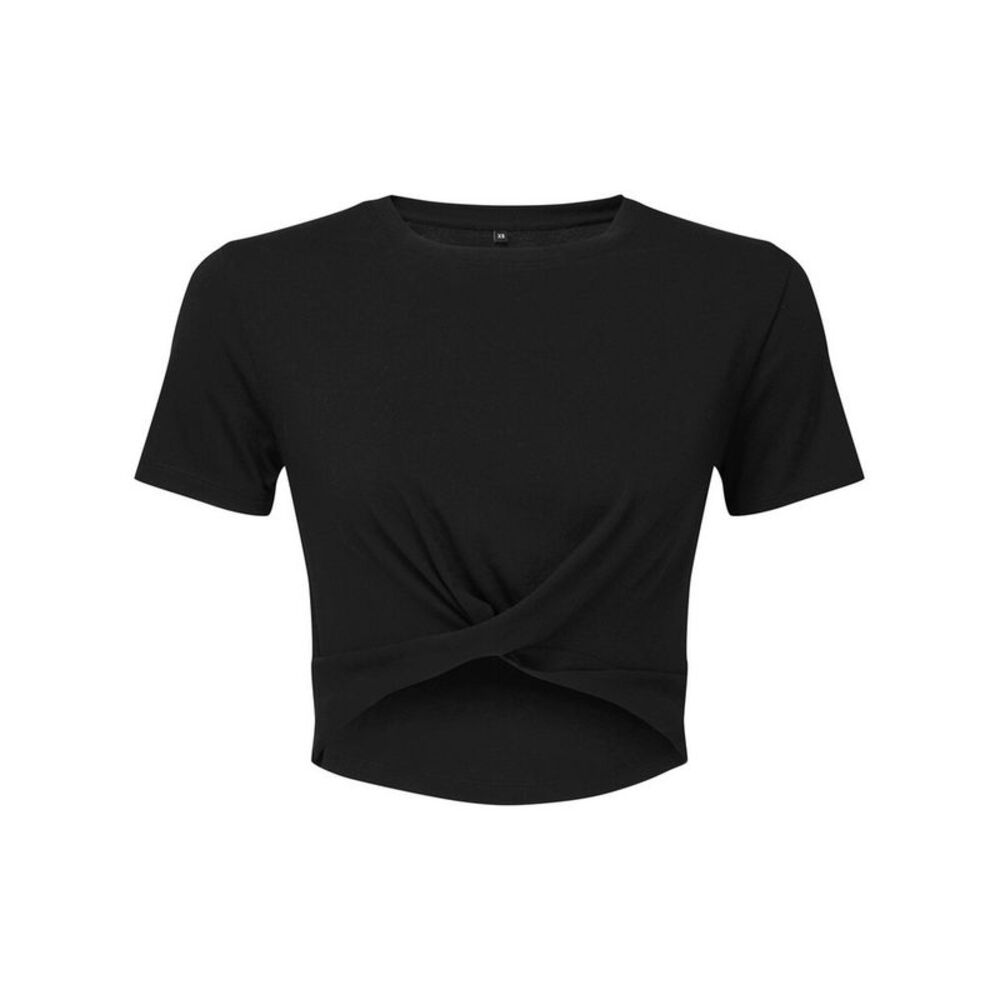 TriDri Womens/Ladies Twisted Crop Top / Black